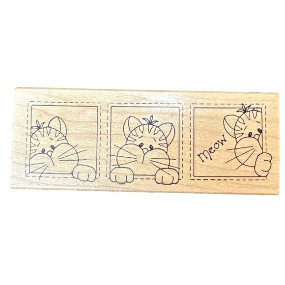 Cat Kitty Border Meow Rubber Stamp by Great Impressions G268 - Picture 1 of 4